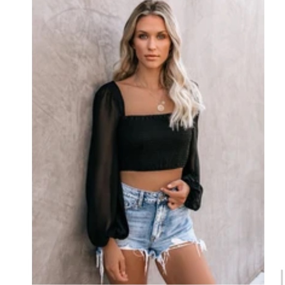 Vici Tops - NWOT Vici Dolls Black long sleeve crop top